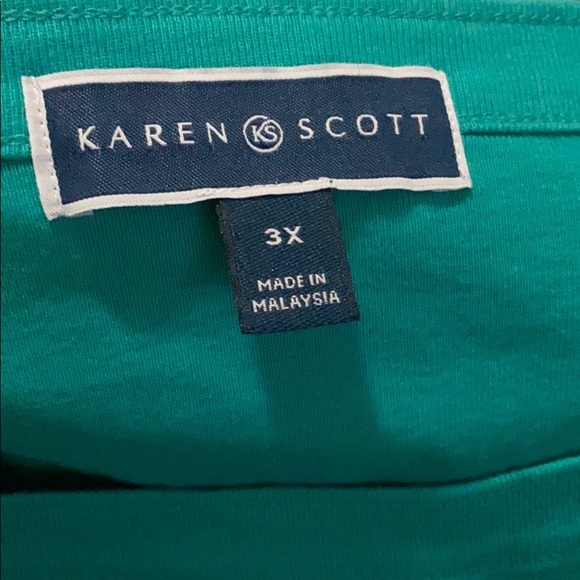 Karen Scott Womens Plus Cotton Boatneck T-Shirt - Picture 2 of 3